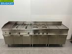 RVS Electrolux Baklijn 4 pits fornuis, dubbele friteuse en, Ophalen of Verzenden, Gebruikt