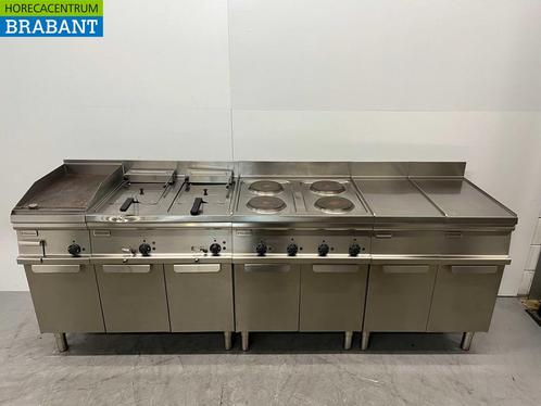 RVS Electrolux Baklijn 4 pits fornuis, dubbele friteuse en, Zakelijke goederen, Horeca | Keukenapparatuur, Gebruikt, Ophalen of Verzenden