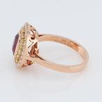 Ring - 18 karaat Geel goud - 5.50ct. tw. Robijn - Diamant -, Nieuw