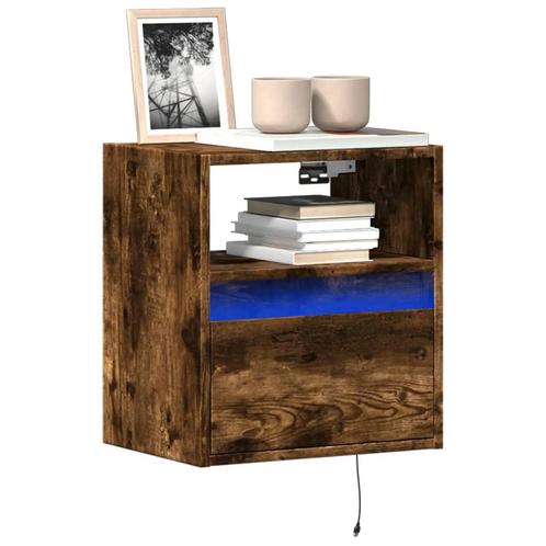 vidaXL Tv-wandmeubel met LED-verlichting 41x31x45 cm gerookt, Huis en Inrichting, Kasten | Televisiemeubels, Nieuw, Overige houtsoorten