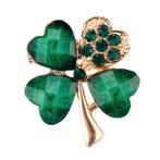 Fako Bijoux® - Broche - Klavertje Vier - Groen - Kristal -, Sieraden, Tassen en Uiterlijk, Broches, Verzenden, Nieuw