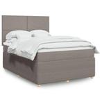 vidaXL Boxspring met matras stof taupe 140x200 cm, Huis en Inrichting, Slaapkamer | Bedden, Verzenden, 140 cm, 200 cm, Stof