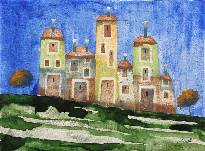 Guido Borelli (XX) - Borgo cobalto, Antiek en Kunst, Kunst | Schilderijen | Modern