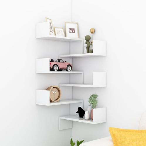 vidaXL Hoekwandschappen 2 st 40x40x50 cm bewerkt hout, Huis en Inrichting, Woonaccessoires | Wandplanken en Boekenplanken, Nieuw