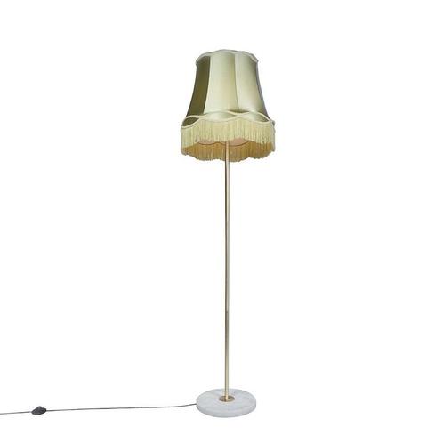 Retro vloerlamp messing met Granny kap groen 45 cm - Kaso, Huis en Inrichting, Lampen | Vloerlampen, Nieuw, Overige materialen