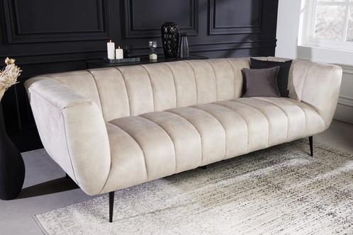 Retro 3-zitsbank NOBLESSE 225cm champagne fluweel 3-zits met, Huis en Inrichting, Banken | Bankstellen, Ophalen of Verzenden