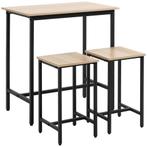 TRUUSK 3-delige Eetgroep Eettafel Set Voor Balkon & Tuin, St, Huis en Inrichting, Tafels | Eettafels, Verzenden, Nieuw