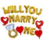 19-delige ballonnen set Will You Marry Me goud of zilver, Nieuw, Versiering, Valentijn of Romantisch, Verzenden