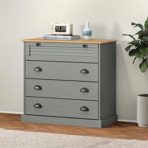 vidaXL Ladekast VIGO 80x40x76 cm massief grenenhout grijs, Kinderen en Baby's, Kinderkamer | Commodes en Kasten, Nieuw, Verzenden