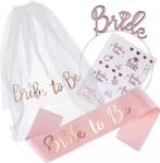 3-delige Bride to Be set wit met goud, Verzenden, Nieuw, Versiering, Geboorte of Huwelijk