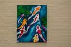 Dans van de Koi – Kleurrijk Schilderij van Karpers, Antiek en Kunst, Ophalen of Verzenden