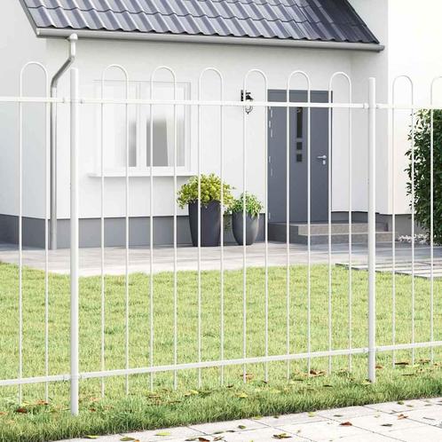 vidaXL Tuin Hek Wit 3.4 x 1.5 m Poedergecoat staal, Tuin en Terras, Schuttingen, Nieuw, IJzer, Verzenden