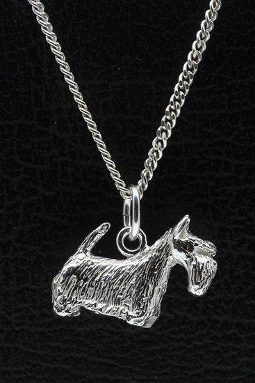 Zilveren Schotse terrier ketting hanger - groot, Sieraden, Tassen en Uiterlijk, Kettinghangers, Verzenden