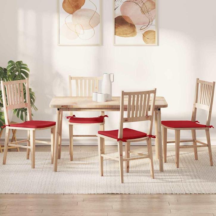 vidaXL Zitkussens 4 pcs Rood 40 x 40 x 3 cm Stof, Huis en Inrichting, Woonaccessoires | Kussens, Rood, Nieuw, Verzenden