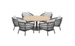 Arezzo Saba low dining tuinset 160xH75 cm rond 7 delig teak, Tuin en Terras, Tuinsets en Loungesets, Ophalen of Verzenden, Nieuw
