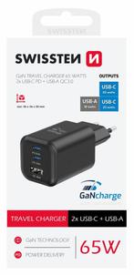 Swissten 65W GaN USB-C Snellader voor telefoon en laptop, Verzenden, Nieuw