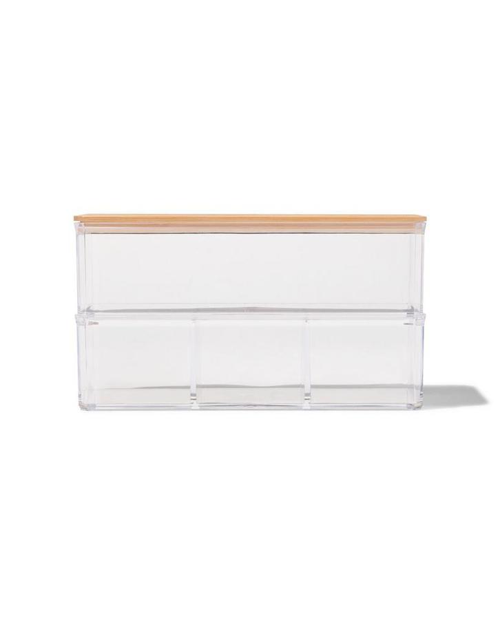 HEMA Dubbele organizer transparant met deksel 22.5x9.5x12.5, Huis en Inrichting, Badkamer | Badtextiel en Accessoires, Nieuw, Verzenden