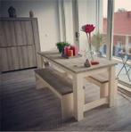 Superaanbieding! Tafel Budget met 2 Bankjes - 140 x 80 x 78, Tuin en Terras, Tuinsets en Loungesets, Ophalen of Verzenden, Nieuw