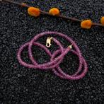 9 Krt. Roze toermalijn kralen ketting | 45 cm, Ophalen of Verzenden, Goud, Met edelsteen