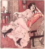 Roze mijmering (lijst optie, lithos), Antiek en Kunst, Kunst | Litho's en Zeefdrukken, Verzenden