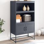 vidaXL buffetkast 68,5x38,5x123,5 cm staal antracietkleurig, Huis en Inrichting, Kasten | Buffetkasten, Verzenden, 100 tot 150 cm