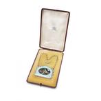 Silver and Guilloché Enamel Necessaire with Chain Handle -