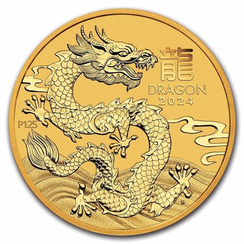 Gouden Lunar III - 1/10 oz 2024 Year of the Dragon, Postzegels en Munten, Munten | Oceanië, Losse munt, Goud, Verzenden