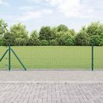 vidaXL Gelast draadhek met 7 Flanged palen Groen 0.6x10 m, Verzenden, Nieuw, IJzer