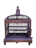 Vogelkooi - Antiek / vintage vogelkooi van hout en gaas –