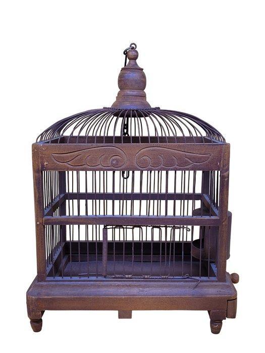 Vogelkooi - Antiek / vintage vogelkooi van hout en gaas –, Antiek en Kunst, Curiosa en Brocante