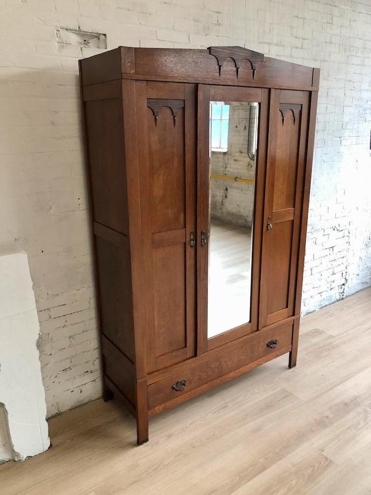 Kledingkast arto deco hang spiegel (Bezorging heel NL), Antiek en Kunst, Antiek | Meubels | Kasten, Ophalen of Verzenden