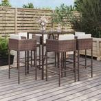 vidaXL 7-delige Tuinbarset met kussens poly rattan bruin, Verzenden, Nieuw, Rotan, 6 zitplaatsen