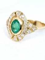 Ring - 14 karaat Geel goud Smaragd - Diamant, Nieuw