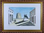 Giorgio De Chirico (1888-1978) - Piazza dItalia con statua, Antiek en Kunst