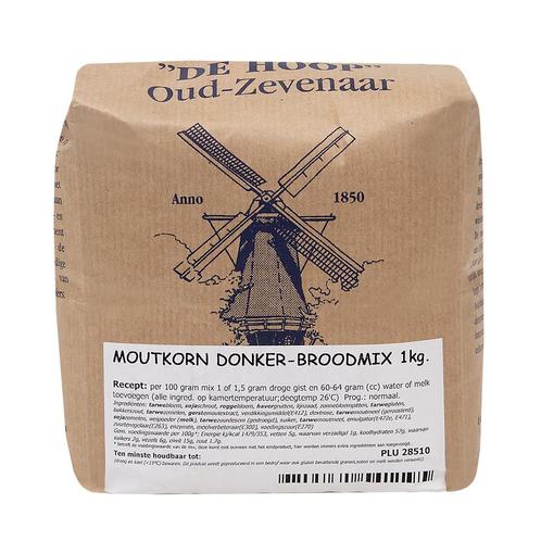 Molen de Hoop Moutkorn Donker Broodmix 1kg, Hobby en Vrije tijd, Taarten en Cupcakes maken, Nieuw, Verzenden