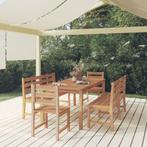 vidaXL 5-delige Tuinset massief teakhout, Verzenden, 6 zitplaatsen, Teakhout, Nieuw