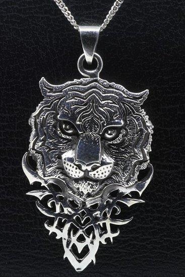 Zilveren Tijgerkop gothic ketting hanger, Sieraden, Tassen en Uiterlijk, Kettinghangers, Verzenden