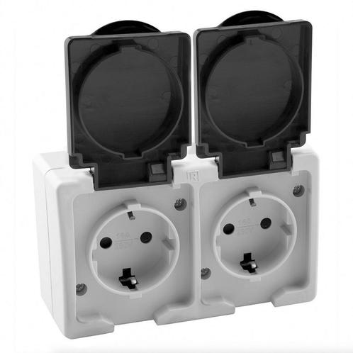 Dubbele stopcontact waterdicht - Opbouw, Hobby en Vrije tijd, Elektronica-componenten, Ophalen of Verzenden