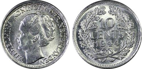 Koningin Wilhelmina 10 cent 1944 S, Postzegels en Munten, Munten | Nederland, Losse munt, Zilver, Verzenden