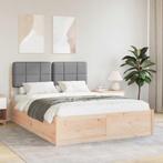 vidaXL Bedframe met Gevoerd Hoofdgedeelte Lichtgrijs 150 x, Huis en Inrichting, Slaapkamer | Bedden, Verzenden, Nieuw, Hout