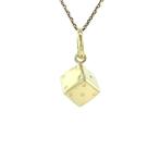 Gouden hanger dobbelsteen 14 karaat, Sieraden, Tassen en Uiterlijk, Kettinghangers, Verzenden, Zo goed als nieuw, Goud, Goud