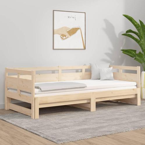 vidaXL Slaapbank uitschuifbaar massief grenenhout 2x(90x200), Huis en Inrichting, Slaapkamer | Bedden, 90 cm, 200 cm, Bruin, Eenpersoons