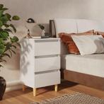 vidaXL Nachtkastje met massief houten poten 40x35x69 cm, Minder dan 45 cm, Verzenden, Nieuw, 55 tot 70 cm