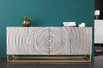Massief dressoir ZEN CIRCLES 180 cm wit zwart goud mangohout, Huis en Inrichting, Ophalen of Verzenden, Nieuw