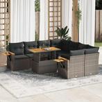 vidaXL 9-delige Loungeset met kussens poly rattan acacia, Verzenden, Nieuw, Rotan, Loungeset