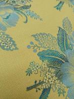 Prachtig Jacquard met een mooie bloemmotief Geel Blauw -, Antiek en Kunst, Antiek | Kleden en Textiel