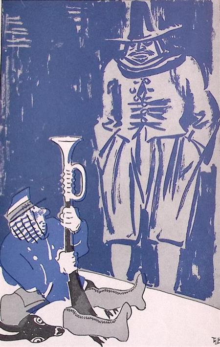 Spotprent over een gestrande Postjager (lijst optie), Antiek en Kunst, Kunst | Litho's en Zeefdrukken, Verzenden