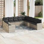 vidaXL 11-delige Loungeset met kussens poly rattan, Verzenden, Nieuw, Rotan, Loungeset