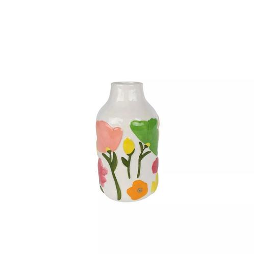 Vaas Fleur S Wit/Multicolor, Huis en Inrichting, Woonaccessoires | Vazen, Overige kleuren, Nieuw, Aardewerk of Porselein, Minder dan 50 cm