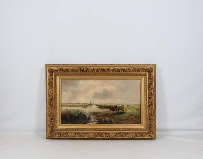 Jozef Gindra (1862-1938) - Hollands polderlandschap, Antiek en Kunst, Kunst | Schilderijen | Klassiek